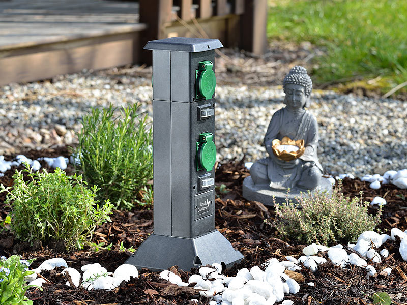 ; Gartensteckdosen mit Zeitschaltuhr in Stein-Optik Gartensteckdosen mit Zeitschaltuhr in Stein-Optik 