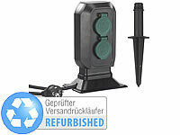 ; Gartensteckdosen mit Zeitschaltuhr in Stein-Optik, Gartensteckdosen in Stein-Optik 