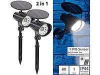 Royal Gardineer 2er-Set 2in1-Solar-LED-Wand und Wegeleuchten mit Licht & PIR-Sensor