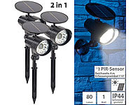 Royal Gardineer 3er-Set 2in1-Solar-LED-Wand & Wegeleuchten mit Licht und PIR-Sensor