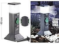 Royal Gardineer 2-fach-Garten-Steckdose mit Beleuchtung, Spritzwasserschutz IP44