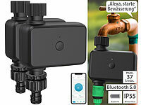Royal Gardineer 2er-Set programmierbarer Bewässerungscomputer mit Bluetooth 5 & App; Bewässerungscomputer mit Multi-Schlauch-Anschlüssen Bewässerungscomputer mit Multi-Schlauch-Anschlüssen 