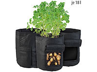 Royal Gardineer 3er-Set Pflanzen-Wachstumssäcke, je 18 l, Tragegriffe, Erntefenster; Bewässerungscomputer mit Multi-Schlauch-Anschlüssen, Perlschläuche 