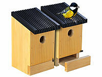 Royal Gardineer 2er-Set Tannenholz-Nistkästen für Wildvögel, 22x14x12 cm, vormontiert; Vogel-Futterhaus-Bausätze, Insektenhotels 